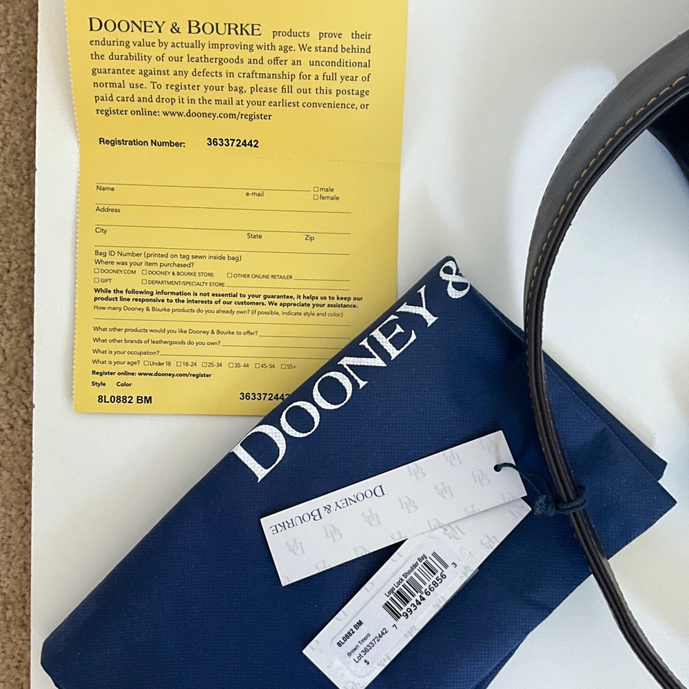 ✨NEW✨Dooney & Bourke FLORENTINE Leather LOGO LOCK Hobo Shoulder - BROWN TMORO - Picture 9 of 13